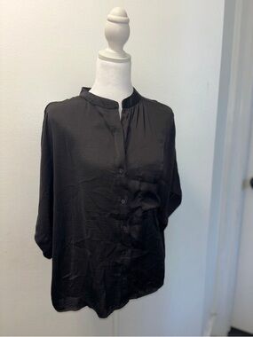 Black Button-Front Women's Blouse